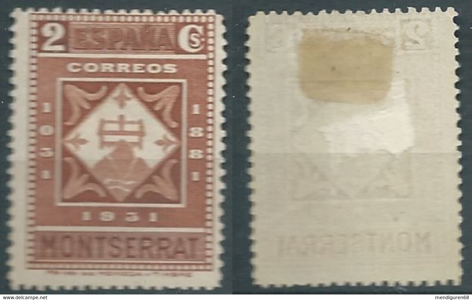 ESPAGNE SPANIEN SPAIN ESPAÑA 1931 MONTSERRAT 2 CENTS CHEHENISH RED MNH WITH HINGED ED 637 YT 474 MI 599 SG 714 SC 502 - Nuevos