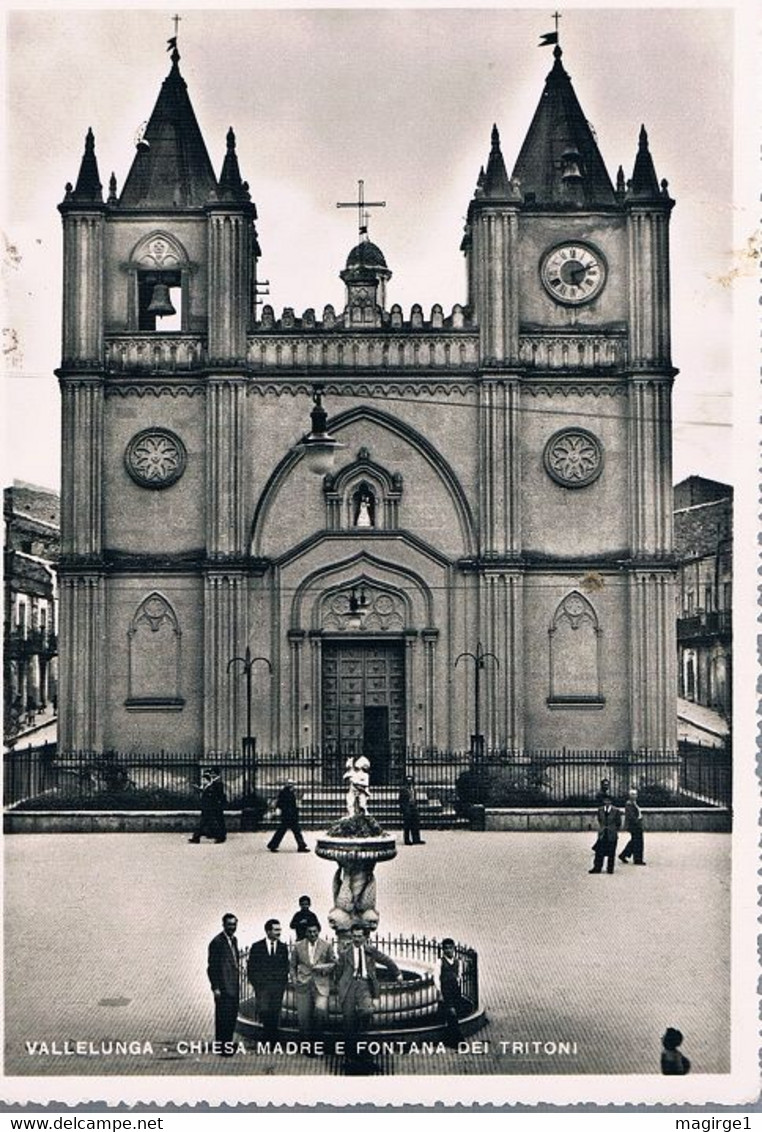 B4906 - Vallelunga, Chiesa Madre E Fontana Del Tritone, Viaggiata 1955 F. G. - Caltanissetta