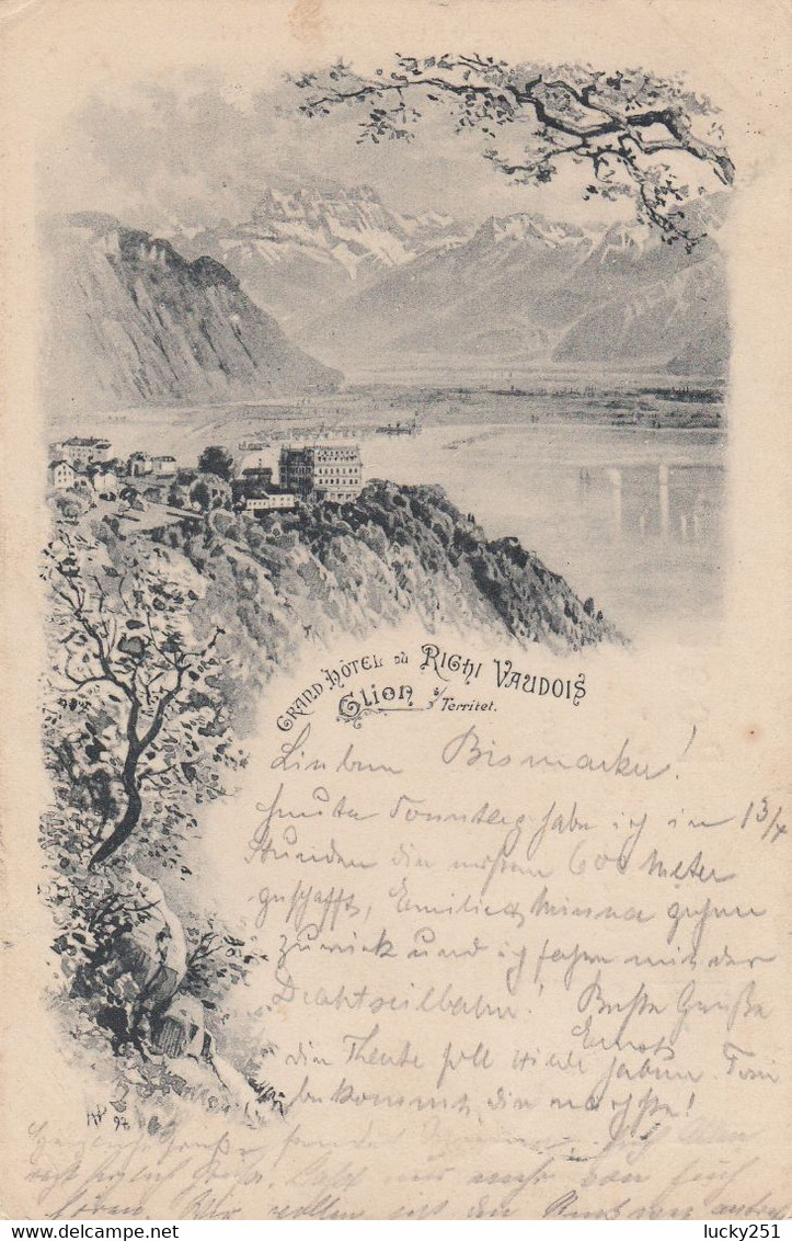 Suisse - Hôtel - Glion - Grand Hôtel Du Right Vaudois - Circulée 14/05/1899 - Litho - Ilanz/Glion