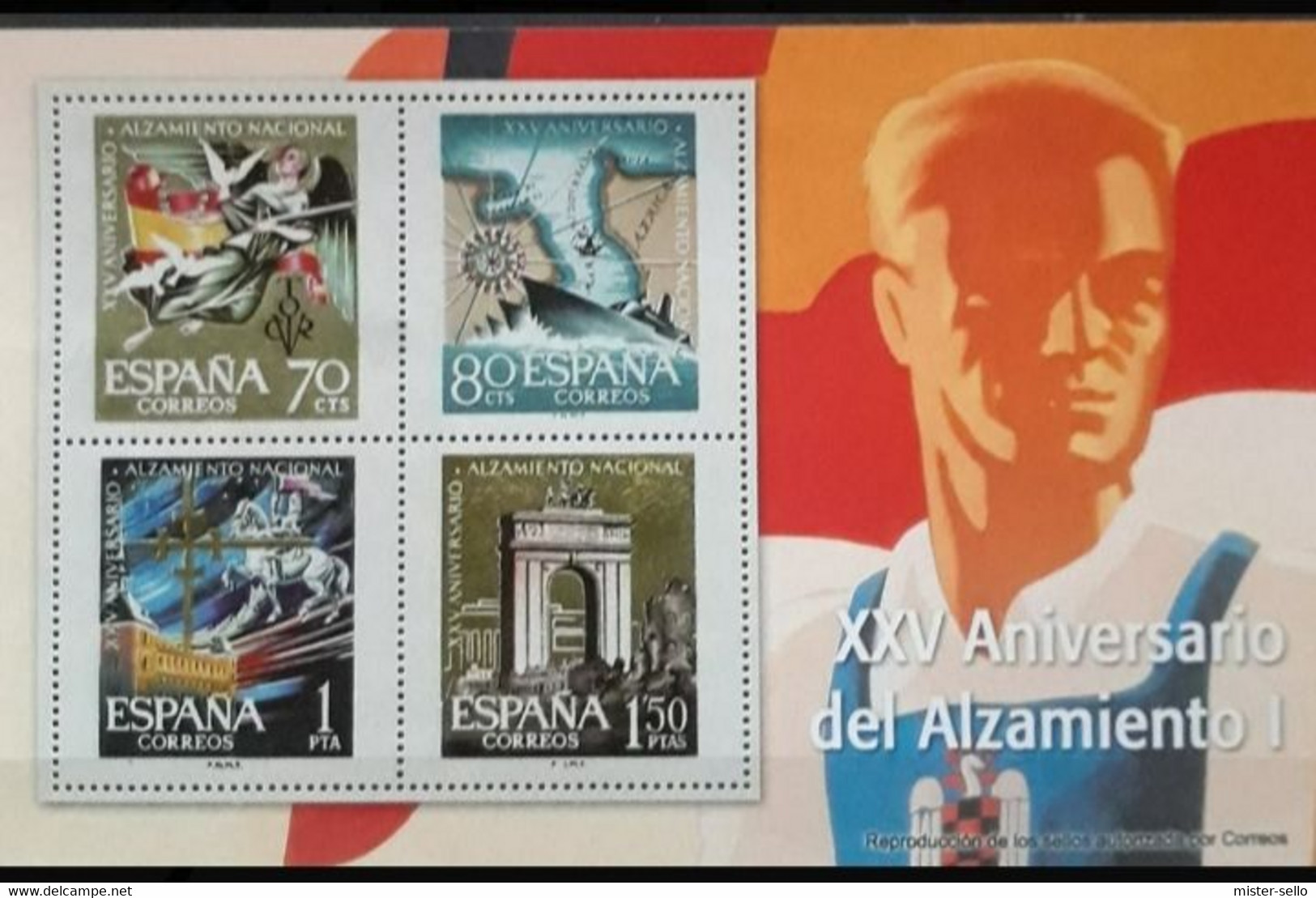 XXV ANIV. ALZAMIENTO NACIONAL. HOJITA SOUVENIR REPRODUCCION AUTORIZADA POR CORREOS. MNH - Feuillets Souvenir