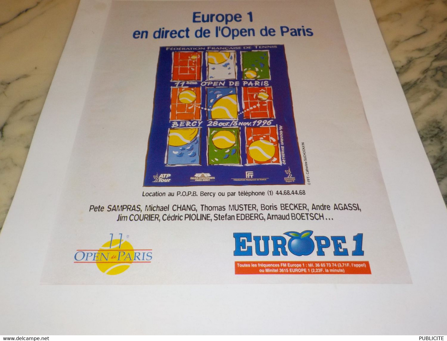 ANCIENNE PUBLICITE EUROPE 1 ET OPEN DE PARIS 1996 - Sonstige & Ohne Zuordnung