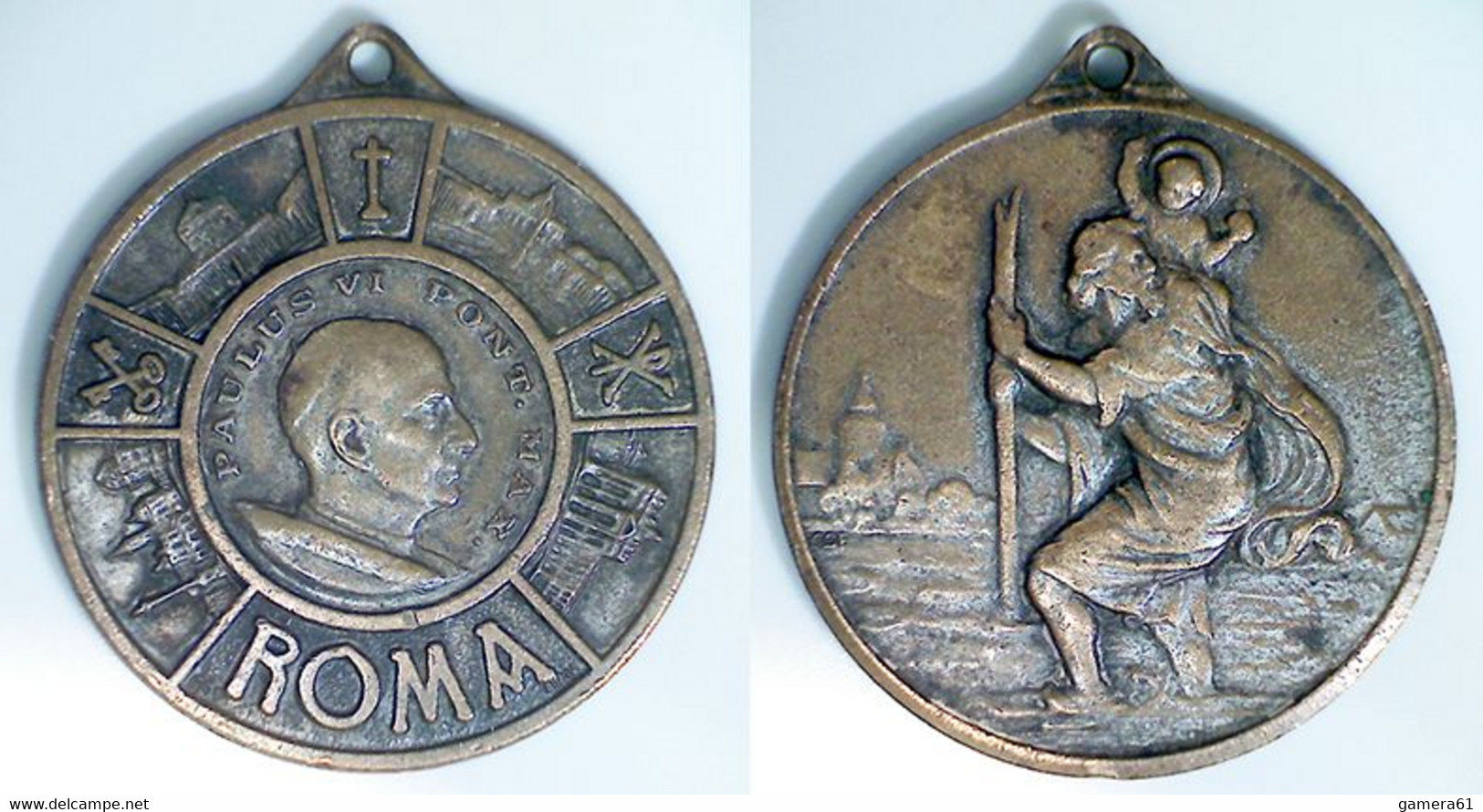 02416 MEDAGLIA RELIGIOSA PAOLO VI ROMA SAN CRISTOFORO SAINT CHRISTOPHER MEDAL - Altri & Non Classificati