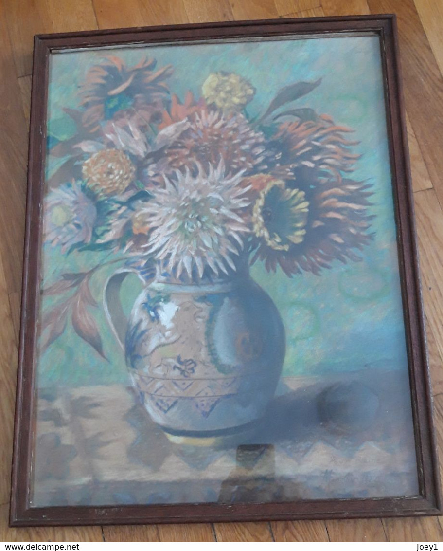 Camille Mauclair Magnifique Bouquet De Fleurs Fusain 1922, 48/36 - Pastels