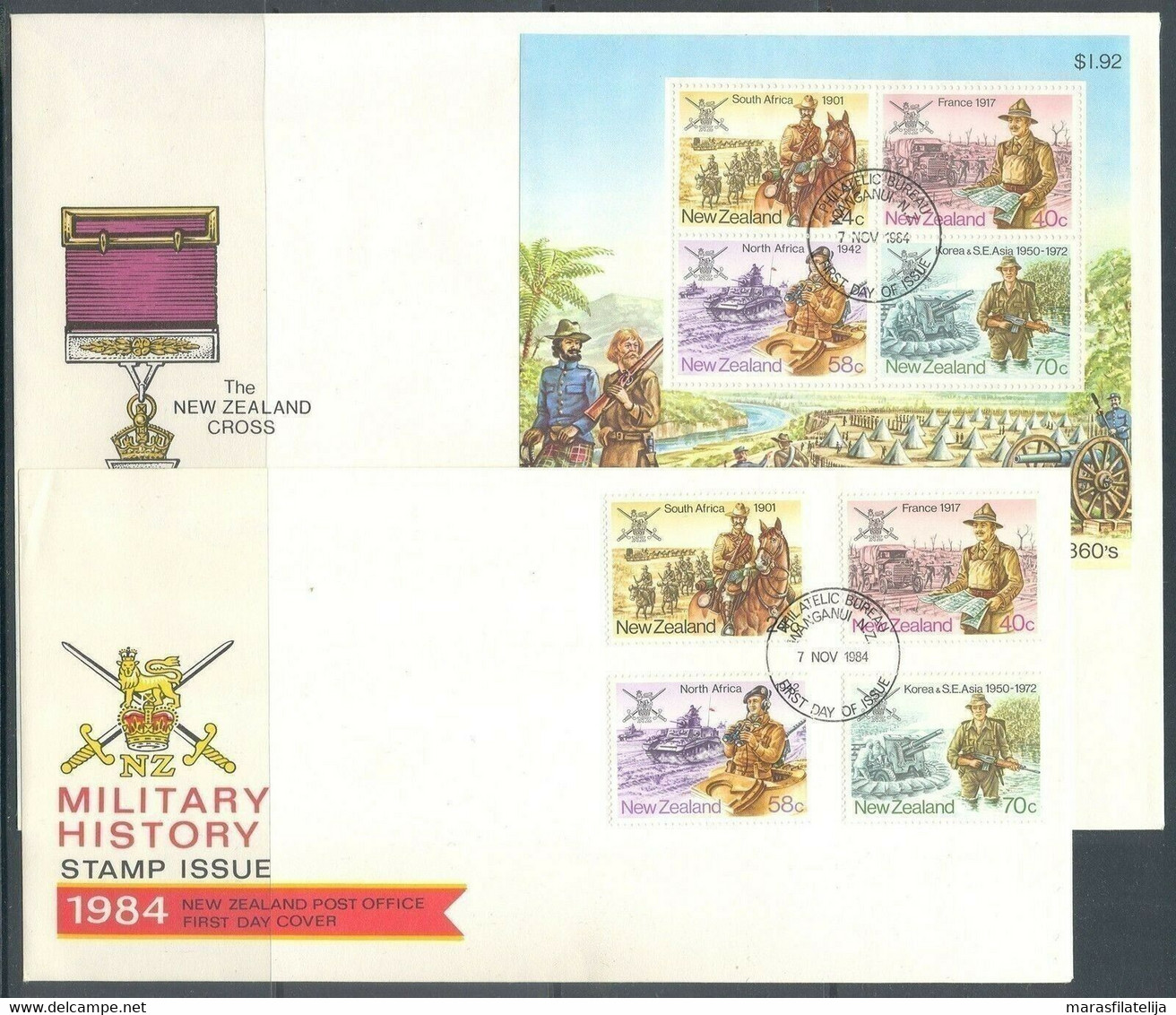 New Zealand, 1984, Military History - South Africa, France, North Africa, Korea & South East Asia, FDC - Sonstige & Ohne Zuordnung