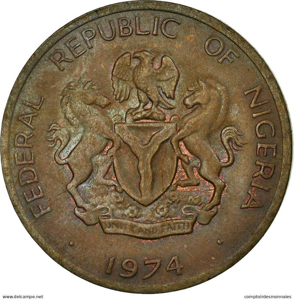 Monnaie, Nigéria, Elizabeth II, Kobo, 1974, TTB, Bronze, KM:8.1 - Nigeria