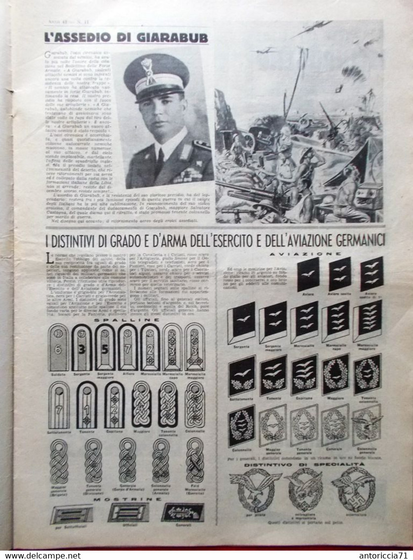 La Domenica Del Corriere 16 Marzo 1941 WW2 Assedio Di Giarabub Margherita Stukas - Guerra 1939-45