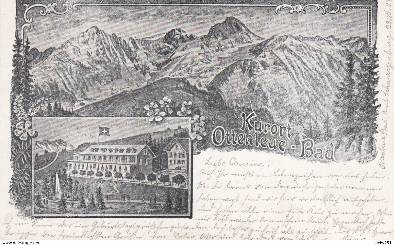 Suisse - Hôtel - Guggiberg - Hôtel Ottenleue - Circulée 23/07/1901 - Litho - Berg