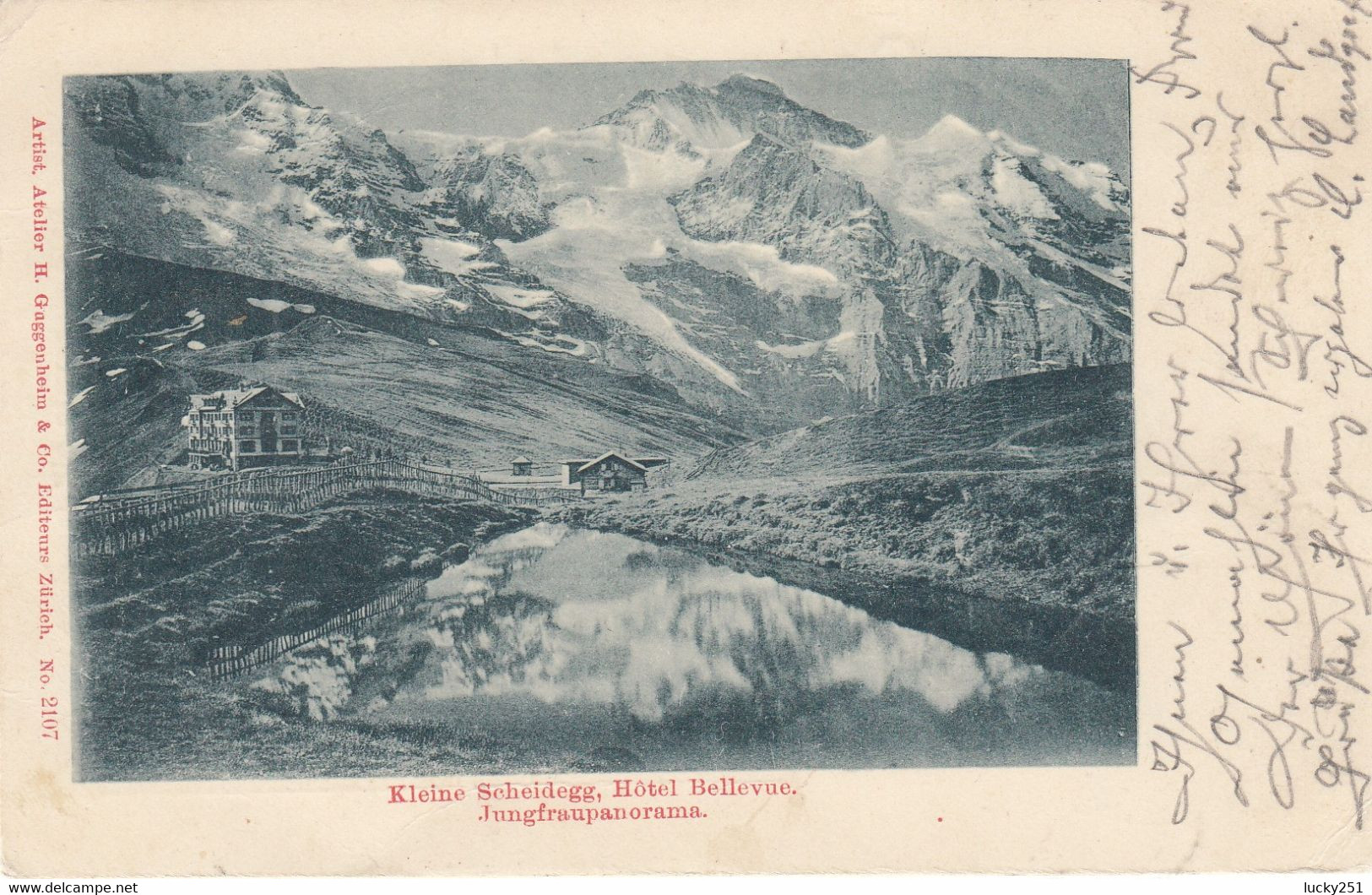 Suisse - Hôtel - Kleine Scheidegg - Hôtel Bellevue - Circulée 07/08/1902 - Litho - Bellevue