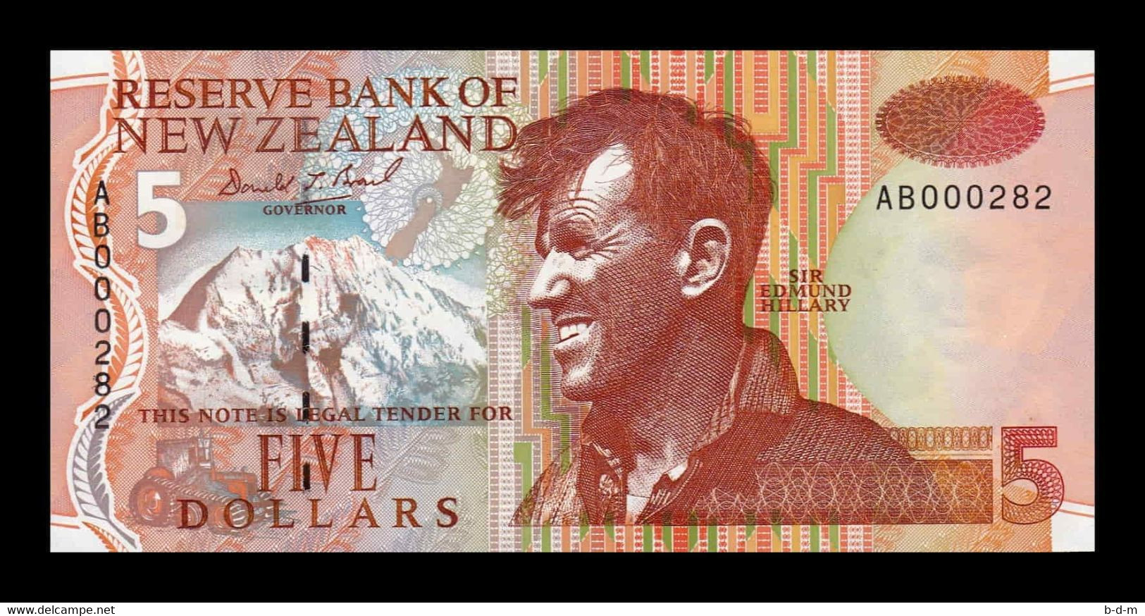 Nueva Zelanda New Zealand 5 Dollars 1992 Pick 177 Low Serial SC UNC - Neuseeland