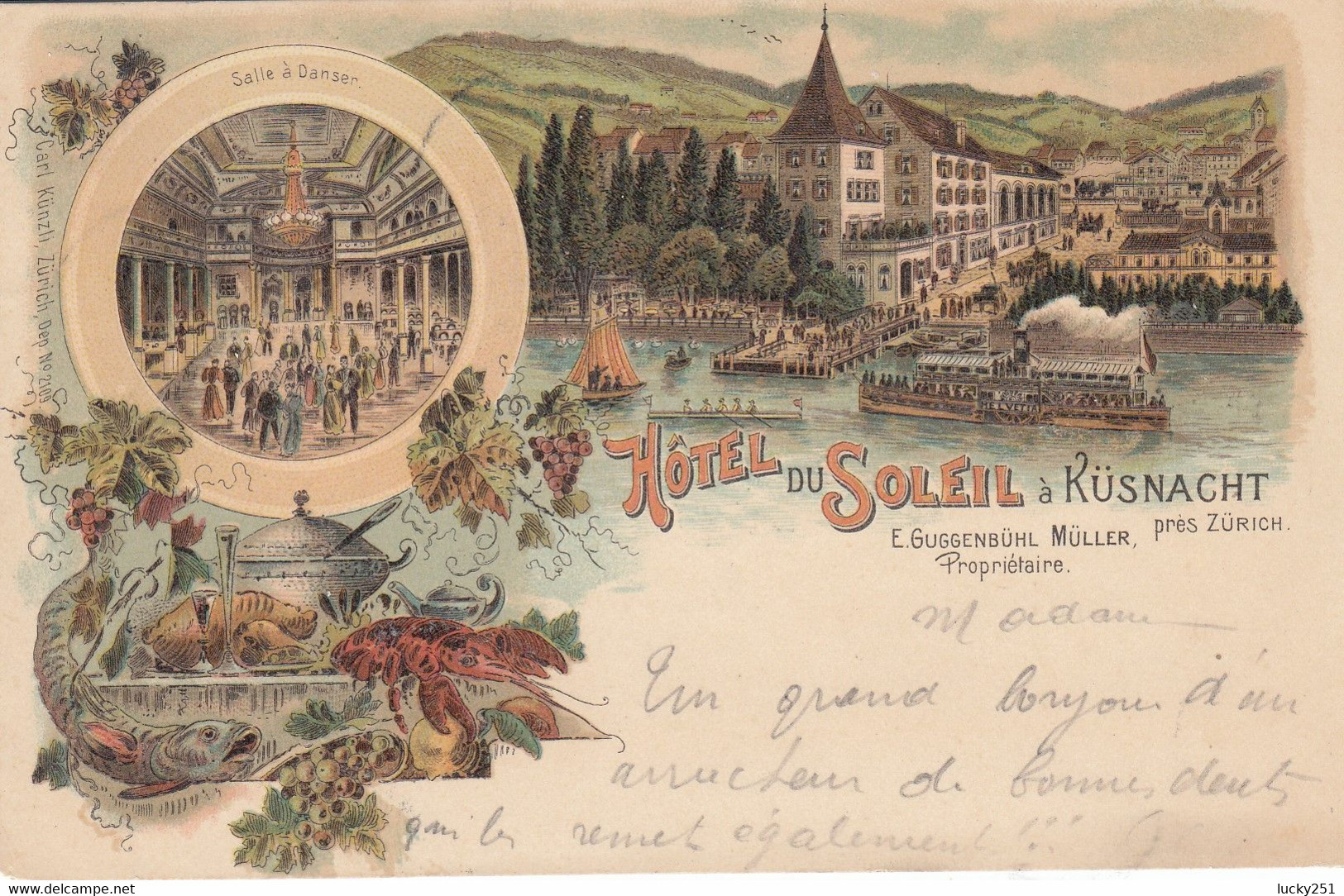 Suisse - Hôtel - Küsnacht - Hôtel Du Soleil - Circulée 08/10/1900 - Litho - Küsnacht