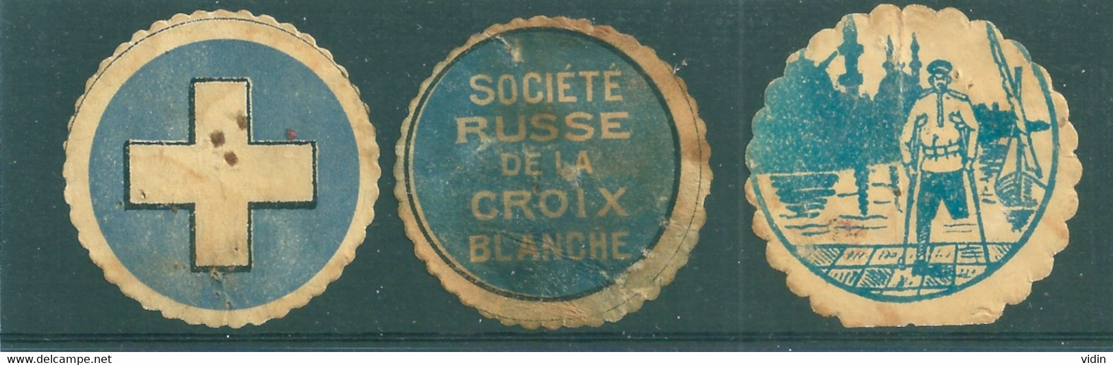 RUSSIE CROIX BLANCHE Lot De 3 Vignettes RRR - Altri & Non Classificati