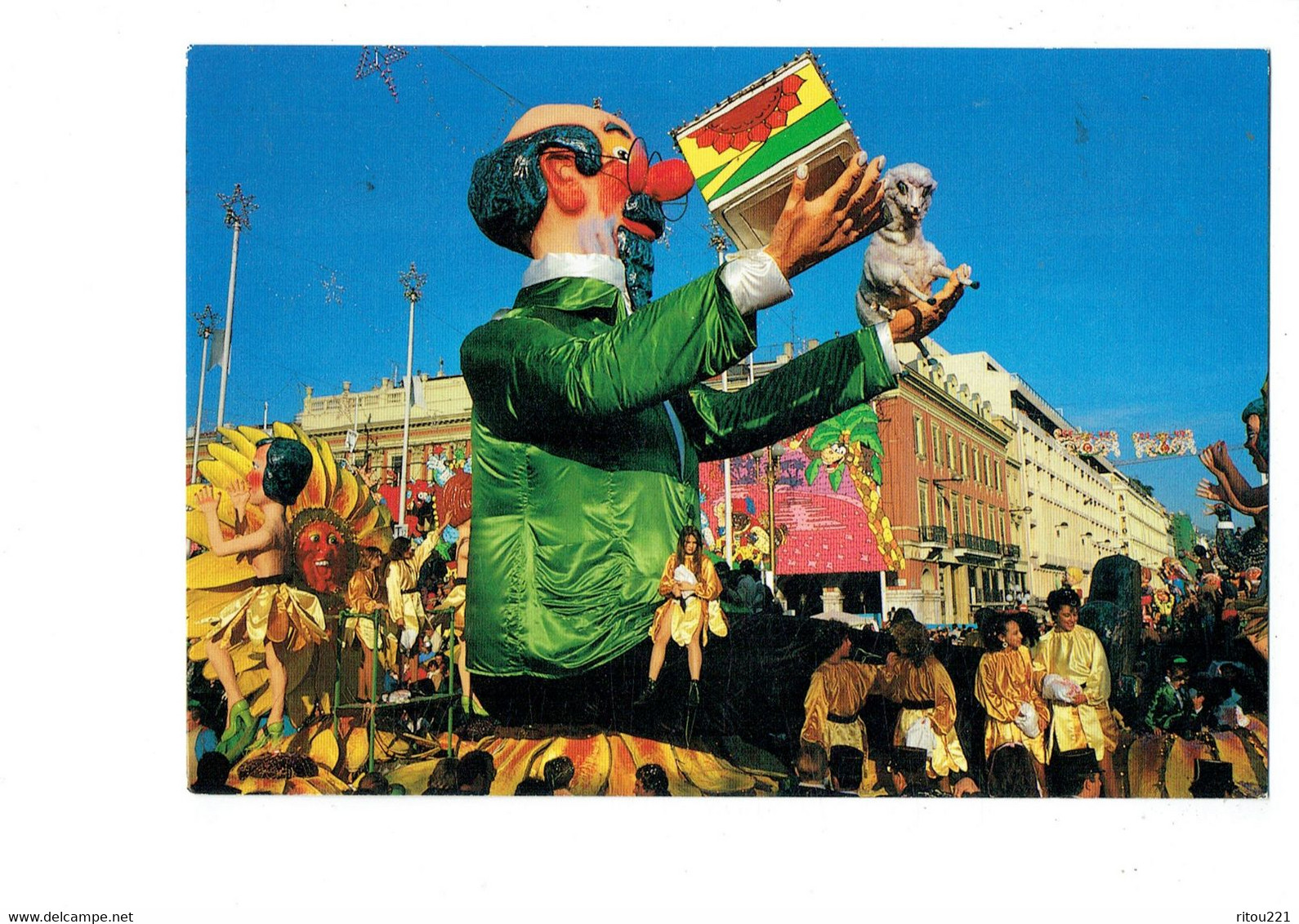 Cpm NICE Carnaval ROI DE LA PUB Vous Avez Dit Léger CHAR Professeur Tournesol Agneau 1985 Girafe Paquet Confettis - Carnaval