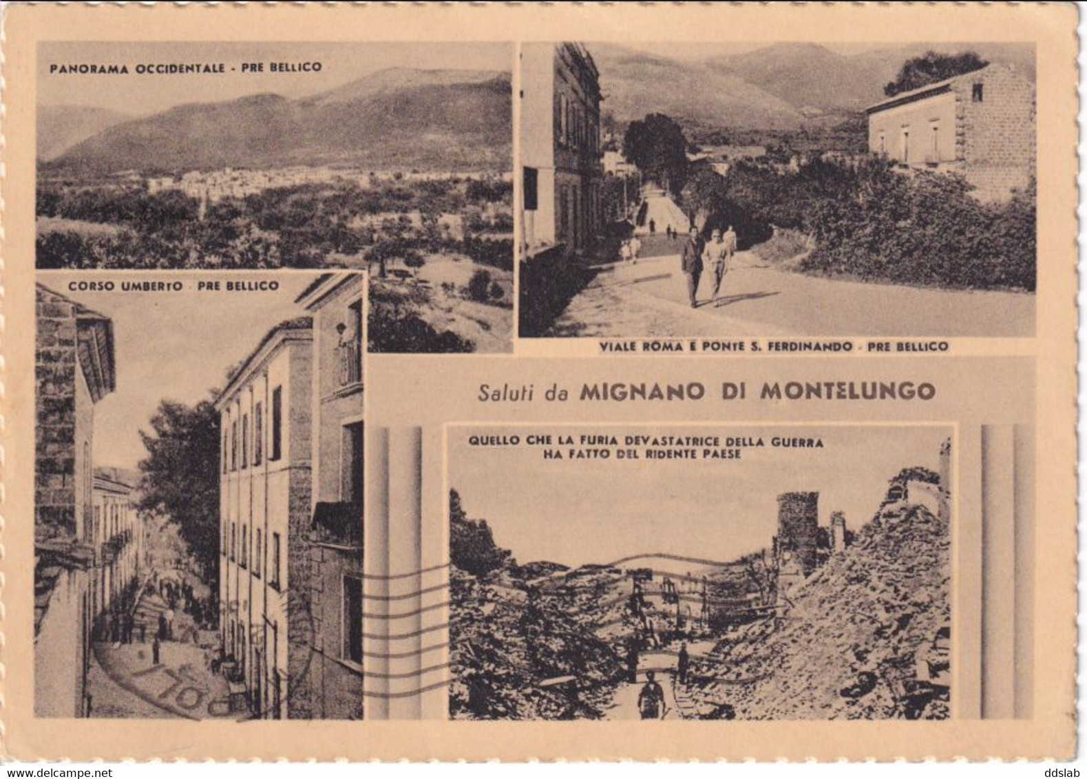 Mignano Monte Lungo (Caserta) - 1953 - Saluti Da... 4 Vedute Prebelliche Animate - Caserta