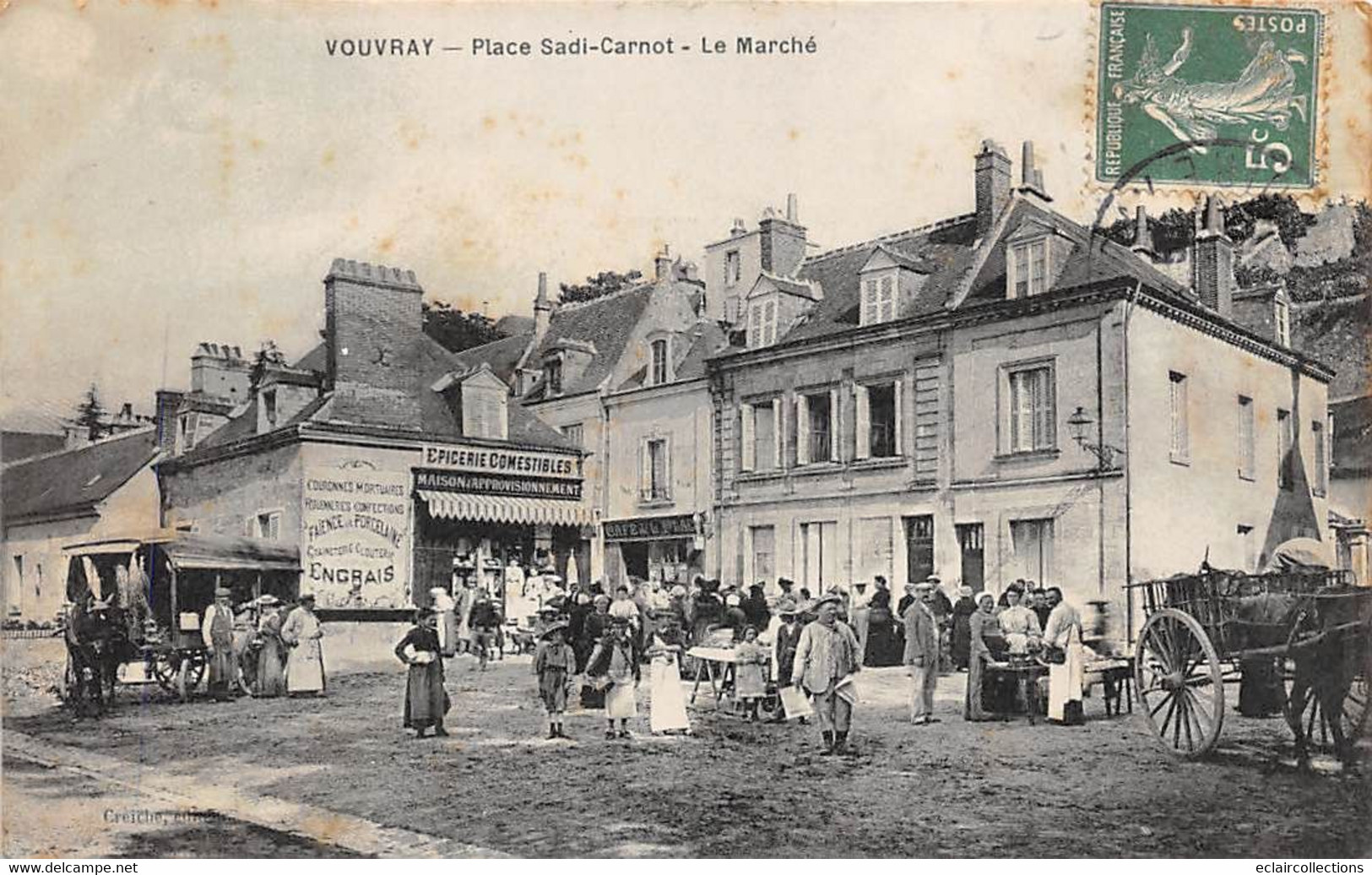 Vouvray         37       Place Sadi-Carnot.  Le Marché   Avec Marchand Ambulant     (voir Scan) - Vouvray