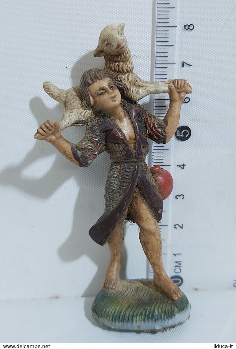 08329 Pastorello Presepe - Statuina In Plastica - Bambino Con Pecora - Weihnachtskrippen