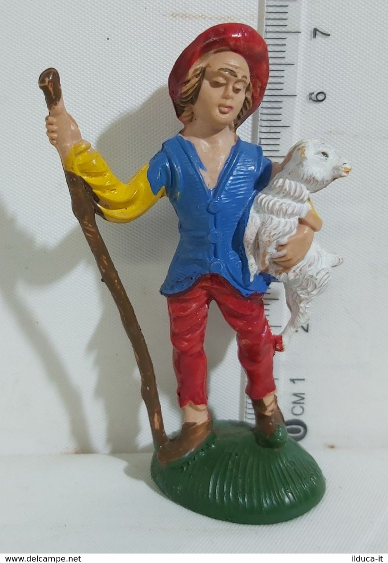 08341 Pastorello Presepe - Statuina In Plastica - Pastorello Con Agnello - Weihnachtskrippen