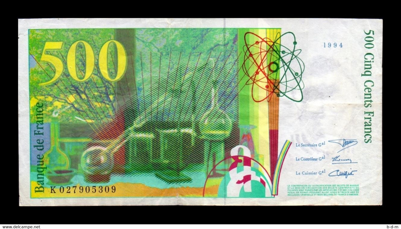 Francia France 500 Francs Curie 1994 Pick 160a BC/MBC VF/XF - 500 F 1994-2000 ''Pierre Et Marie Curie''