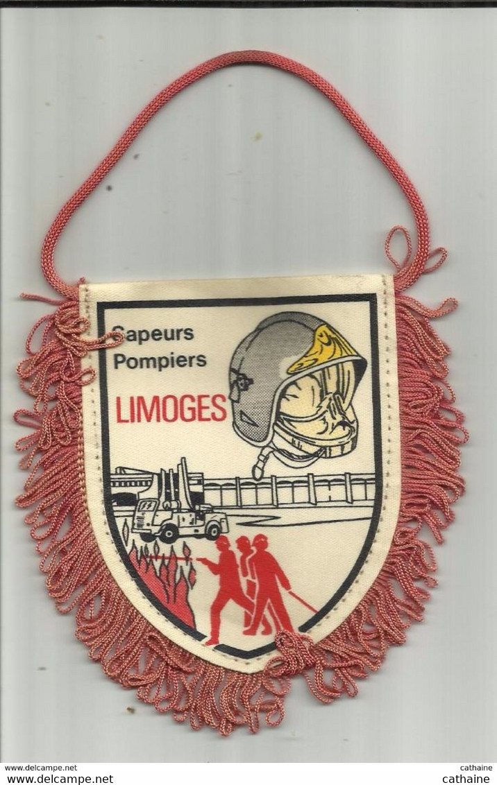 POMPIERS . 87 . LIMOGES  . PETIT FANION ET BLASON BIS FACE DE SAPEURS POMPIERS DE LIMOGES - Pompiers