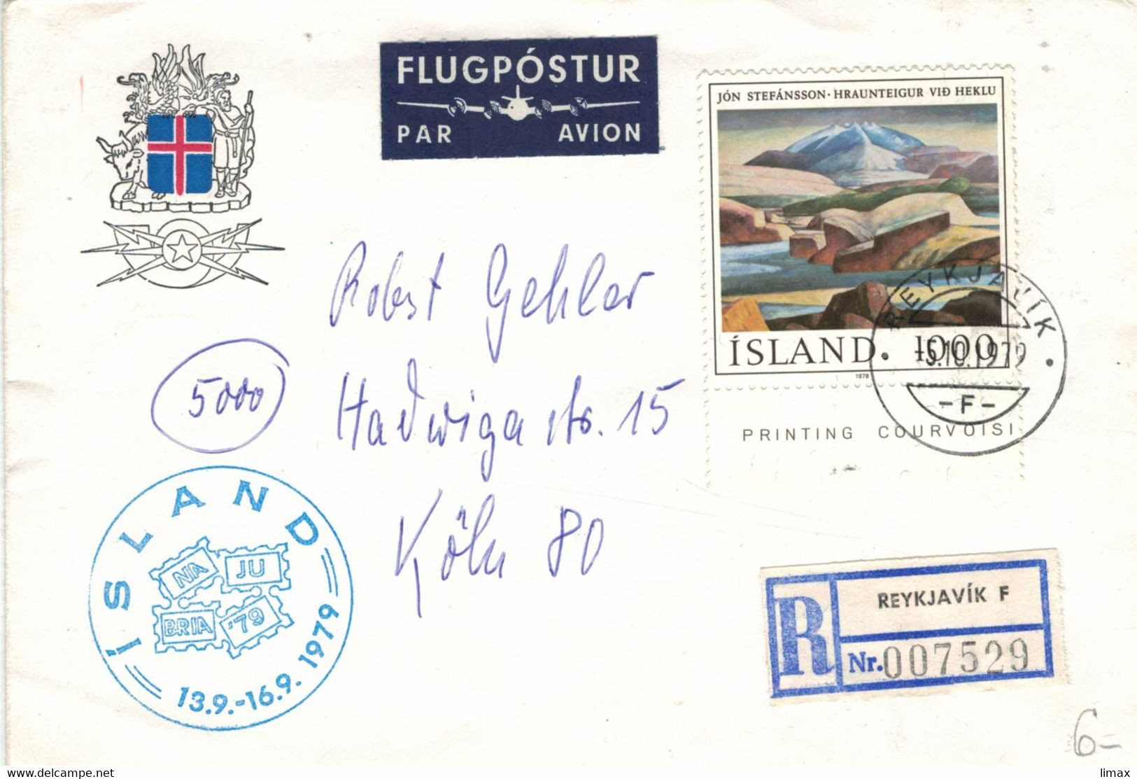 Island 1979 Reykjavik - Jon Stefansson - Landschaft - Reko > Köln - Briefe U. Dokumente