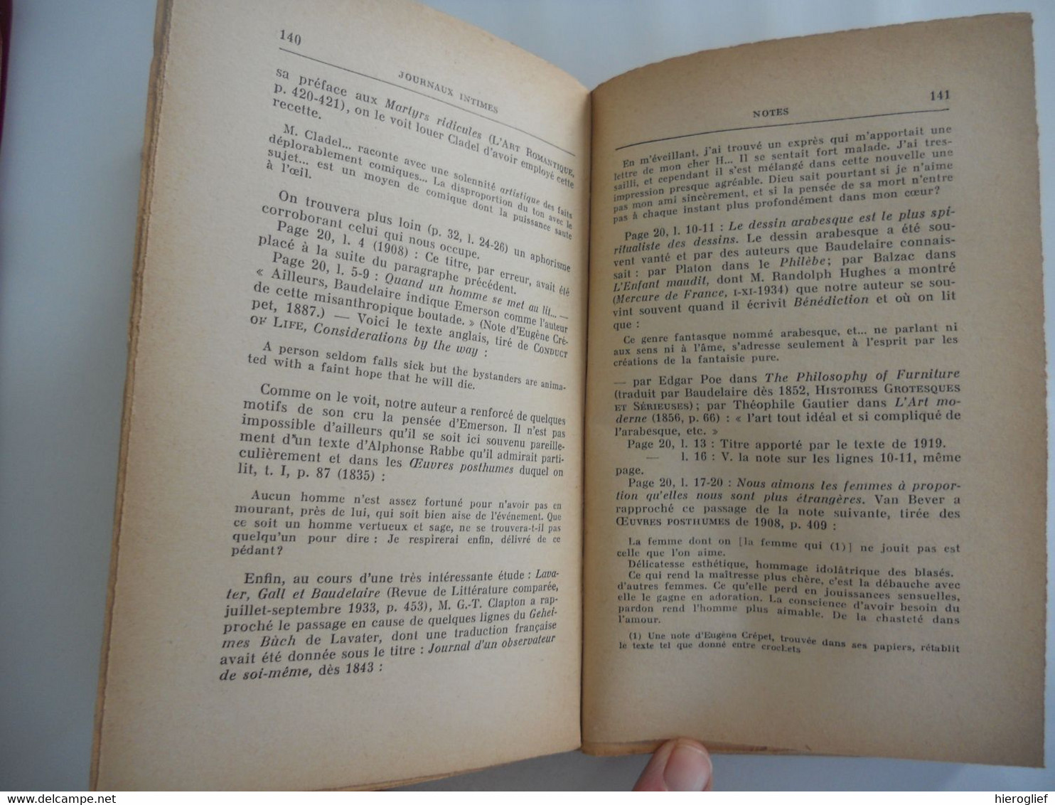 JOURNAUX INTIMES Par Charles Baudelaire 1938 Avertissement Et Notes De Jacques Crepet - Autori Francesi