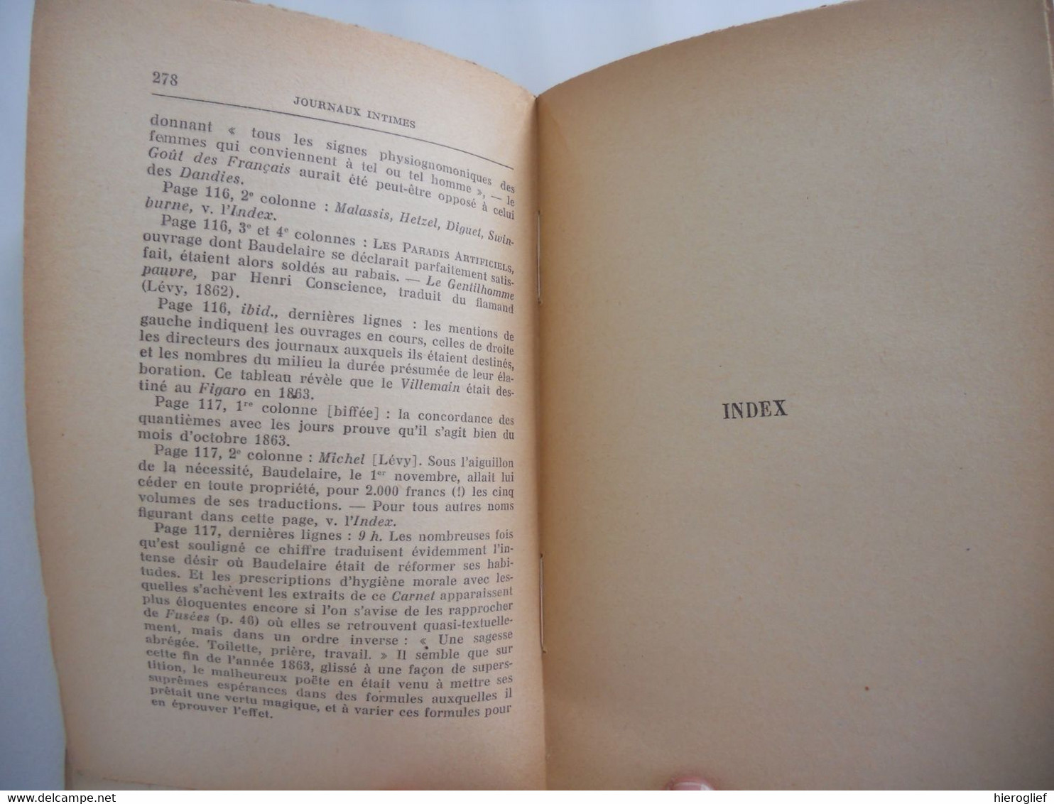 JOURNAUX INTIMES Par Charles Baudelaire 1938 Avertissement Et Notes De Jacques Crepet - Französische Autoren