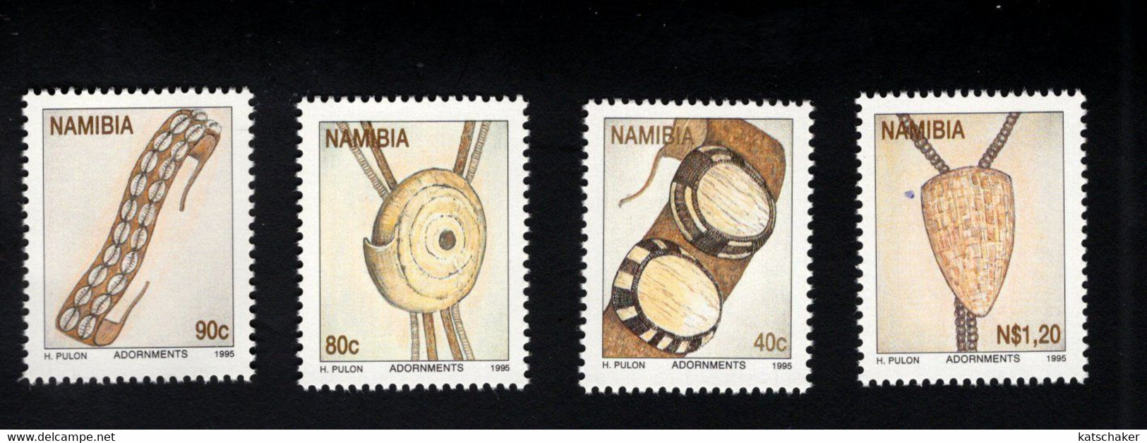 1365450943 1995 SCOTT 787 790 (XX) POSTFRIS MINT NEVER HINGED EINWANDFREI  - TRADITIONAL ADORNMENTS - BUTTONS - SHELLS - Namibia (1990- ...)
