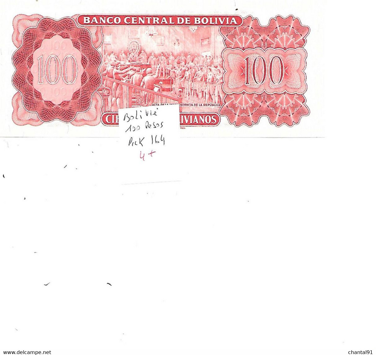 BOLIVIE BILLET 100 PESOS PICK 164 - Bolivie