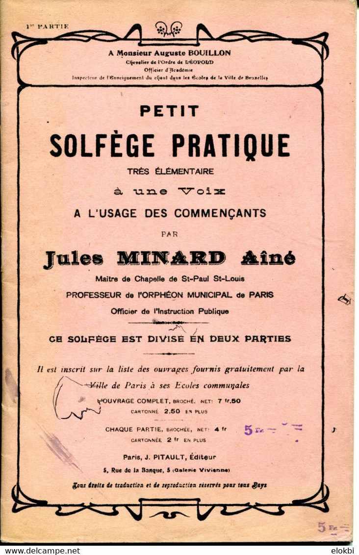 Petit Solfège Pratique Très élémentaire - Jules Minard Aîné - Etude & Enseignement