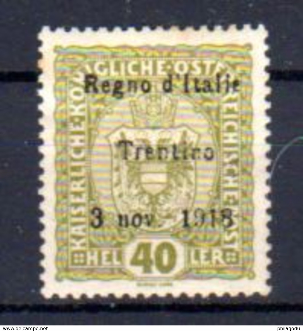 Trentin 1918, Tp Autriche Surchargé, 10*, Cote 80 € - Trentino