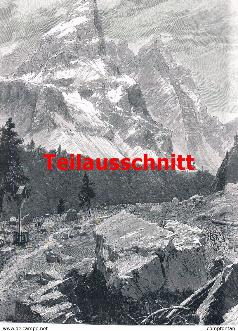 D101 111-2 Zeno Diemer: Sonnenspitze Berge Riesenbild 28 X 38 Cm Druck 1899!! - Autres & Non Classés