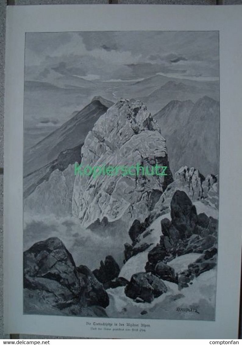 D101 114 Ernst Platz: Trettachspitze Allgäuer A. Riesenbild 28 X 40 Cm Druck 1899!! - Altri & Non Classificati