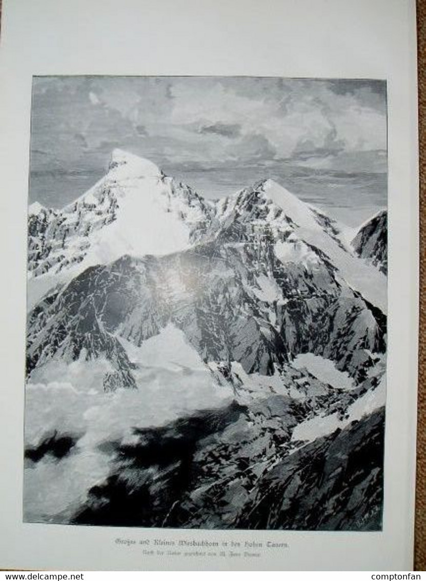 D101 116-3 Zeno Diemer: Wiesbachhorn Tauern Riesenbild 28 X 38 Cm Druck 1899!! - Sonstige & Ohne Zuordnung