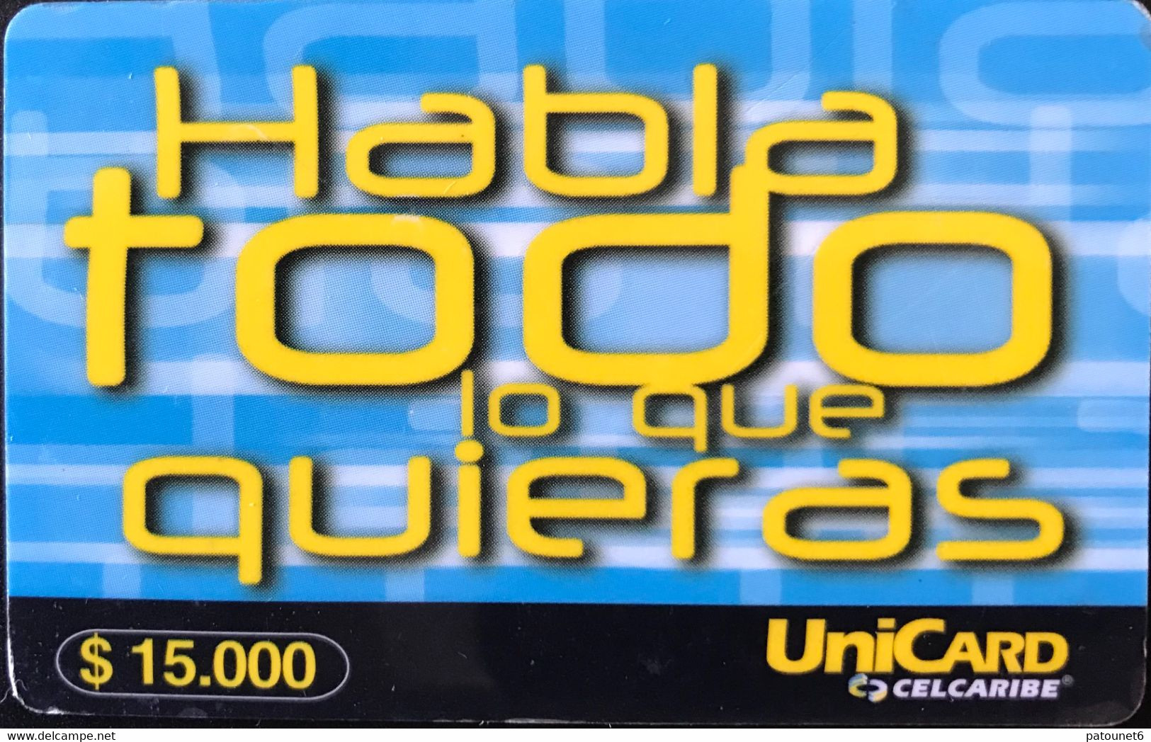 COLOMBIE  -  PREPAID  -  Unicard  -  $ 15.000 - Colombia