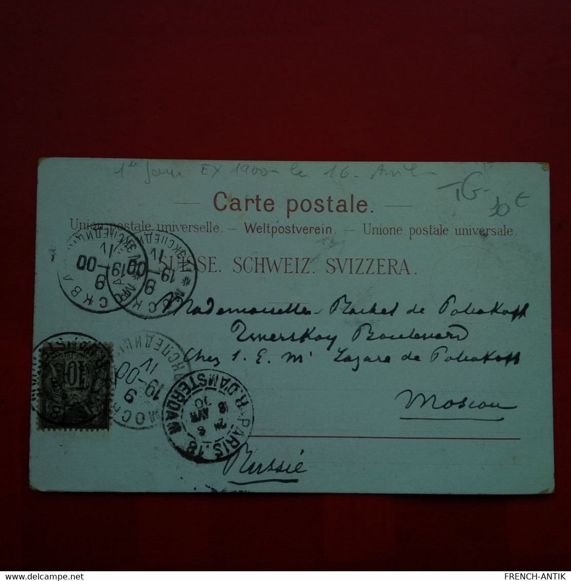 GRUSS AUS FRAUENFELD CACHET FRANCE ET MOSCOU RUSSIE 1900 - Frauenfeld