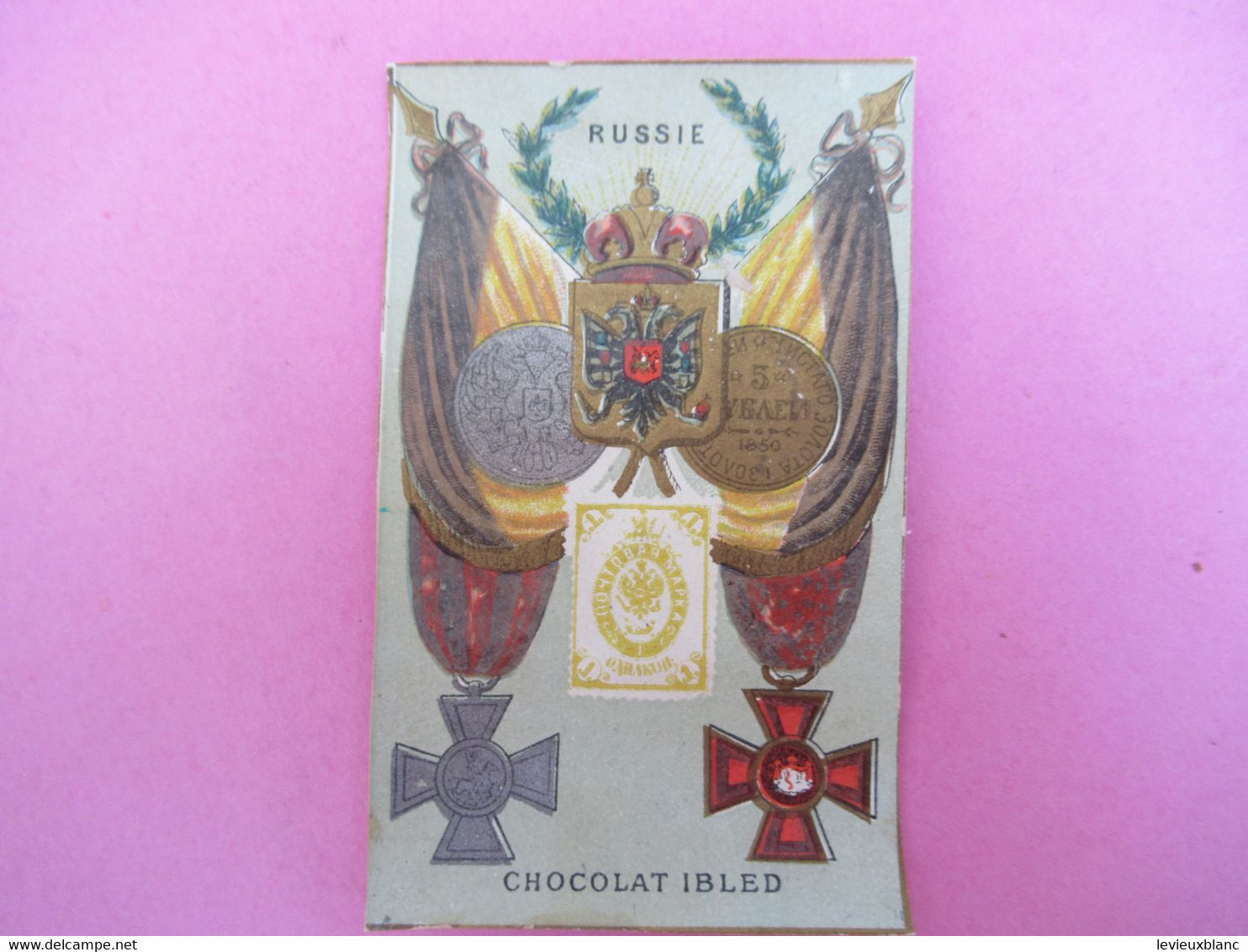 8  Beaux  Chromos/ Pays avec drapeaux,-Armoiries-Pièces-Timbres/ Chocolat IBLED/Lecocq & Cie, Amiens /vers 1890   IMA570