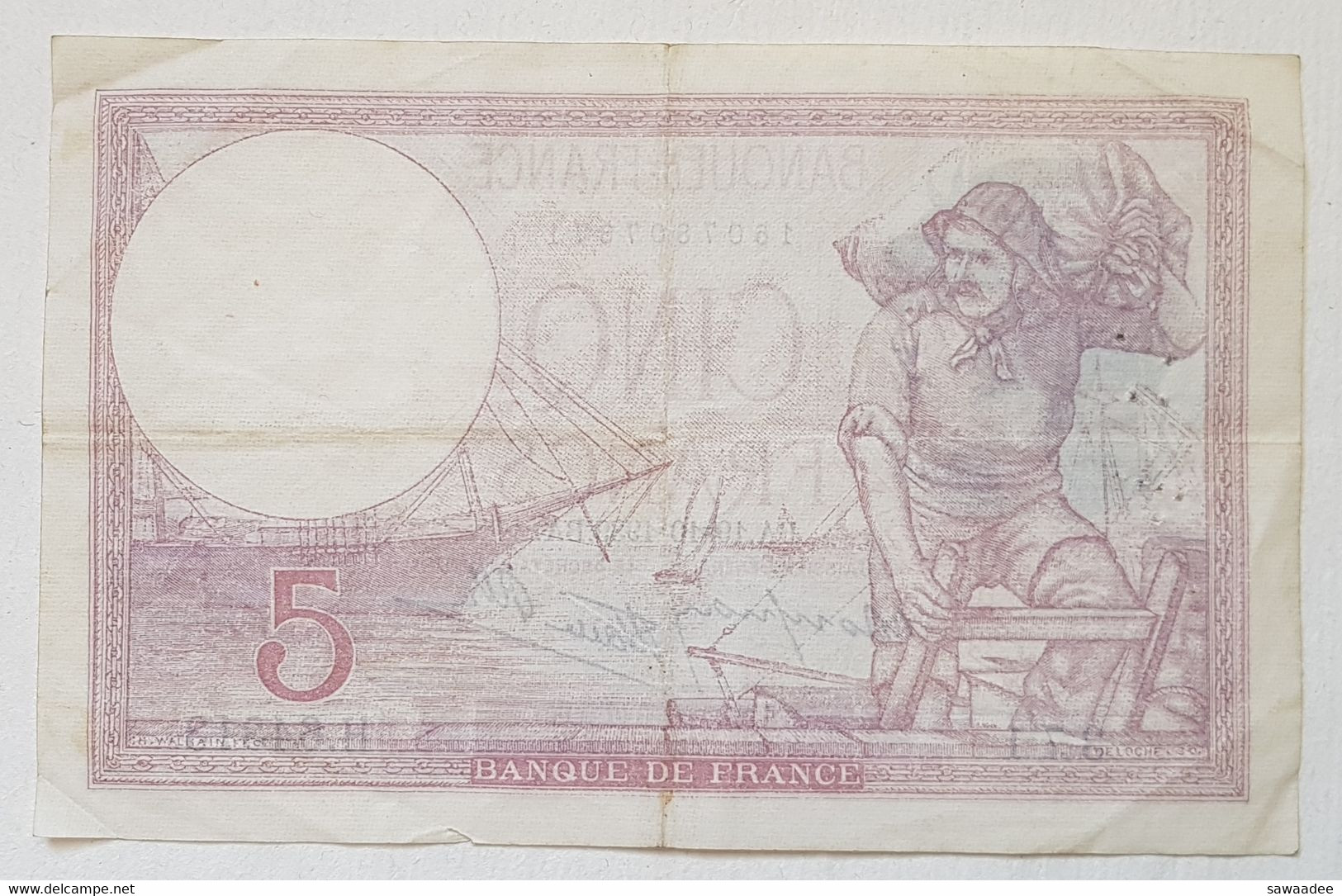 BILLET FRANCE - P.83 - 5 FRANCS VIOLET- 19/10/1939 - MARIN PECHEUR - FEMME CASQUEE - 5 F 1917-1940 ''Violet''