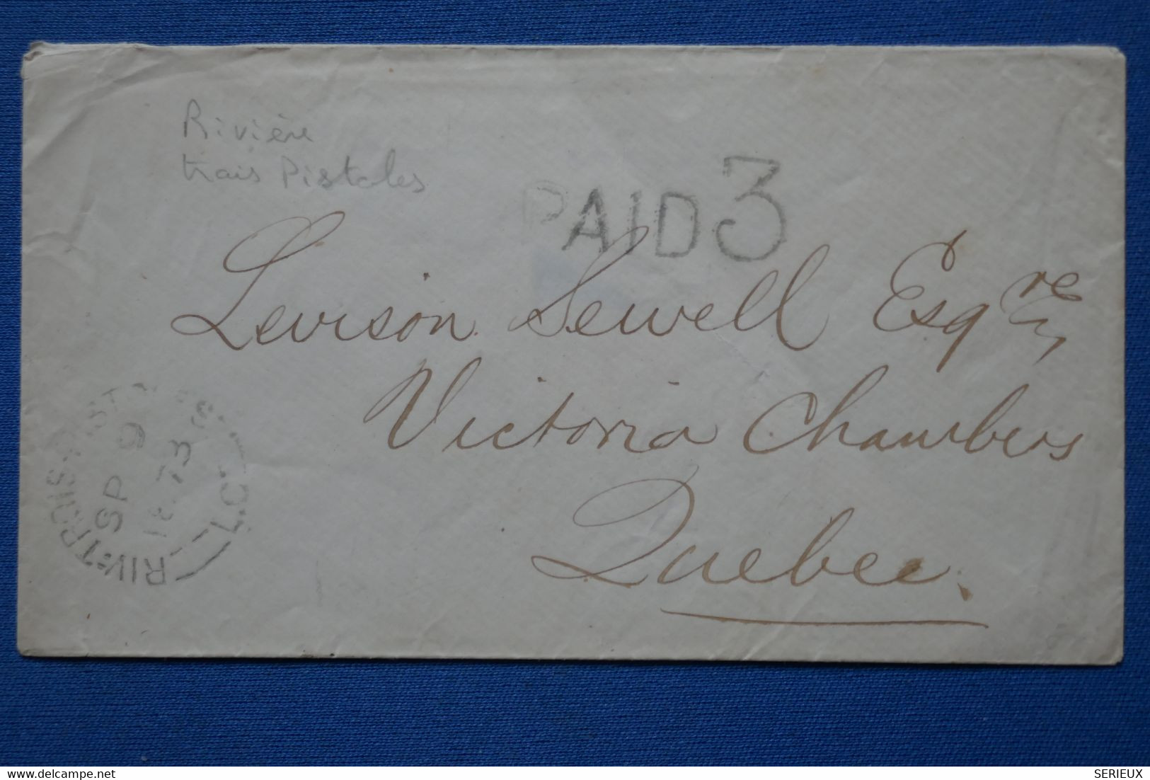 AD1 CANADA  QUEBEC BELLE LETTRE  RARE  1873  RIVIERE TROIS PISTOLES   QUEBEC ++ PAID 3+ AFFRANCH. PLAISANT - Zonder Classificatie