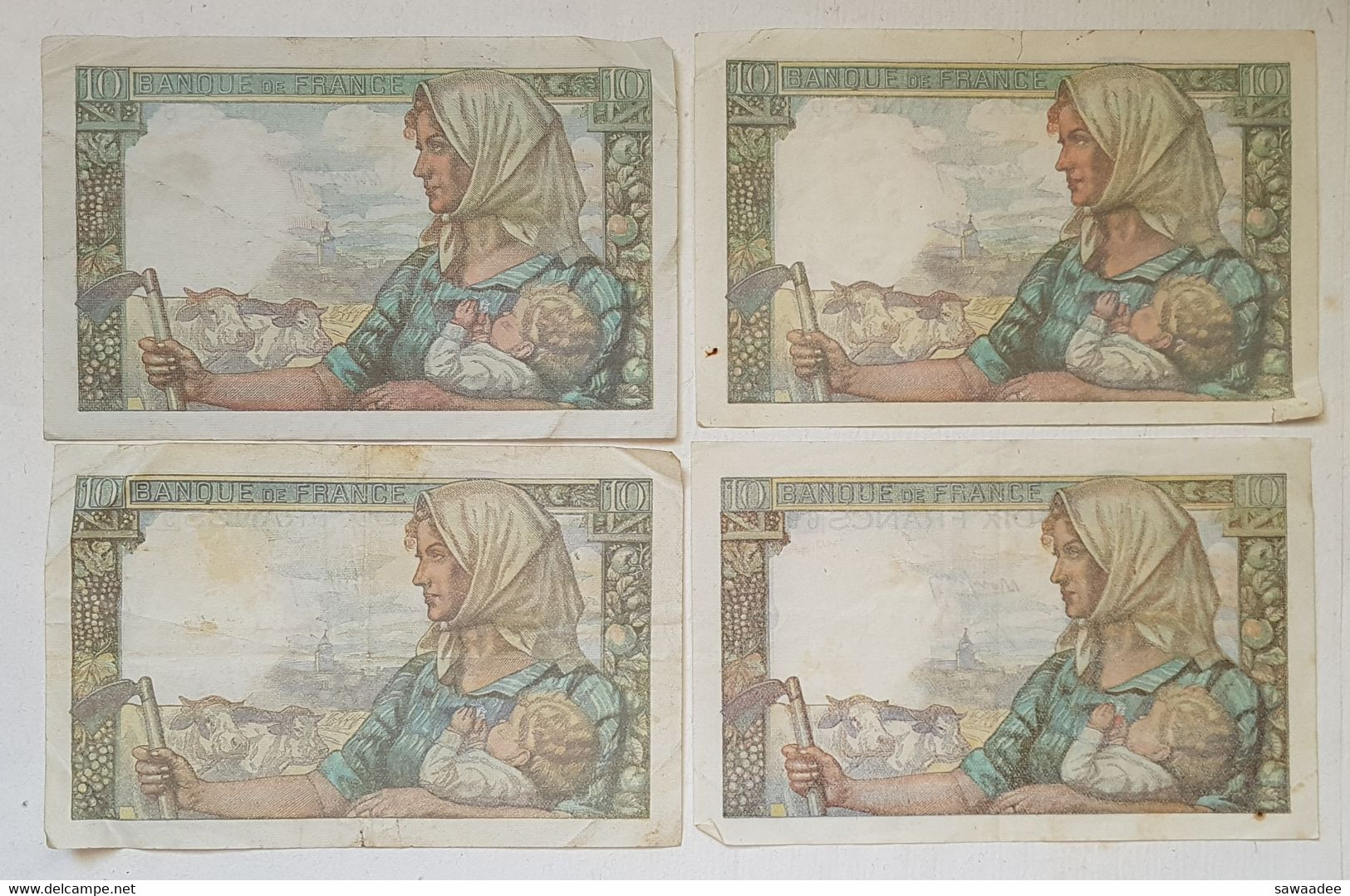 BILLET FRANCE - P.99f - 10 FRANCS - MINEUR - FEMME ET ENFANT - BOEUF - LOT DE 6 - DIFFERENTES DATES ( 1946/1947/1949 - 10 F 1941-1949 ''Mineur''