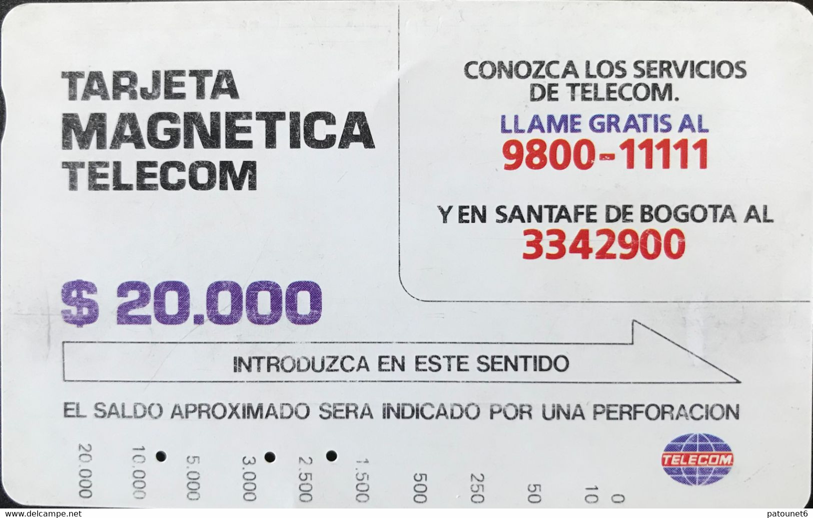 COLOMBIE  -  Phonecard  -  Tamara  - Conozca A Los Servicios De Telecom  -  $ 20.000 - Kolumbien