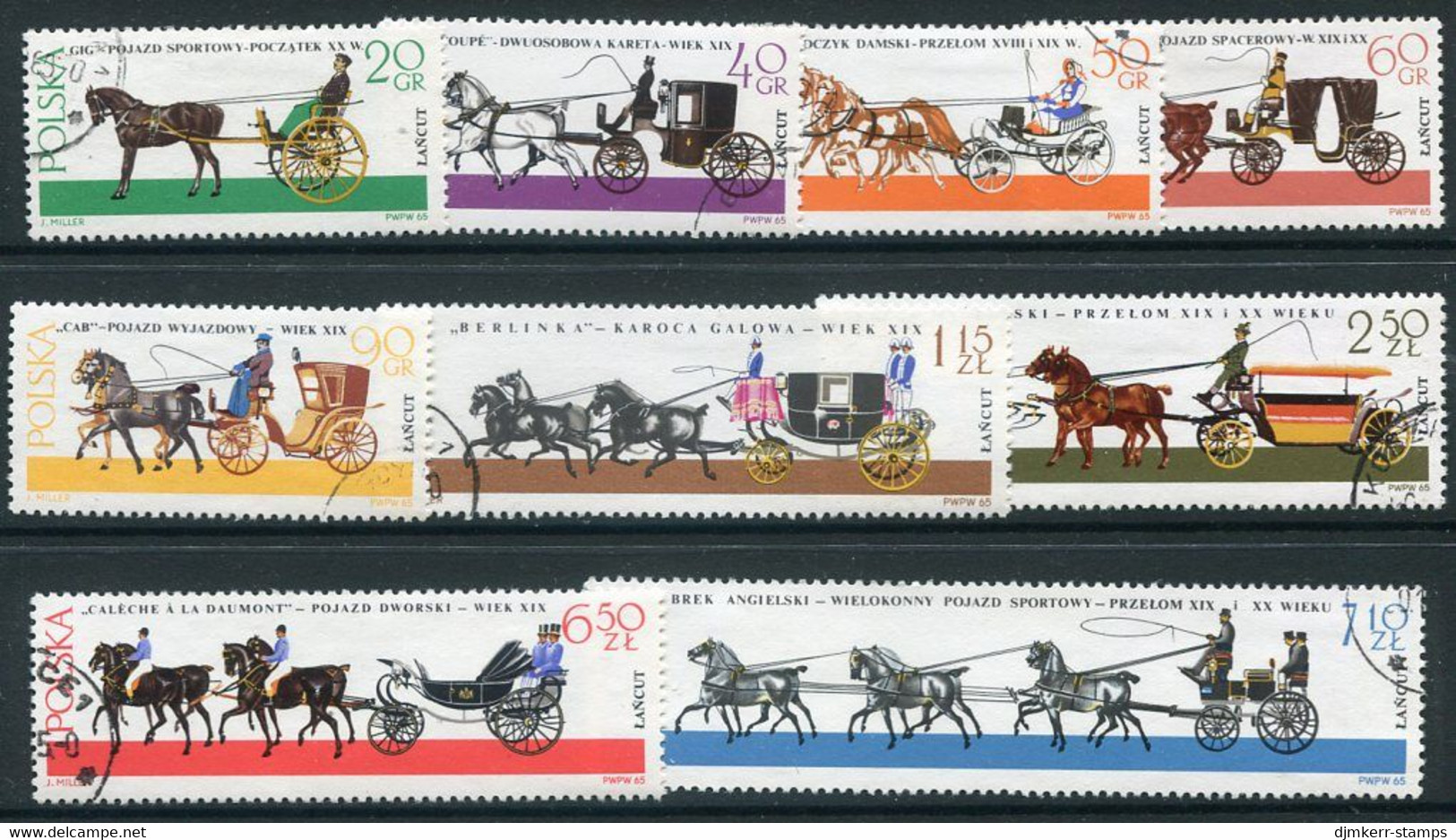 POLAND 1965 Coaches Set Used.  Michel 1644-52 - Used Stamps