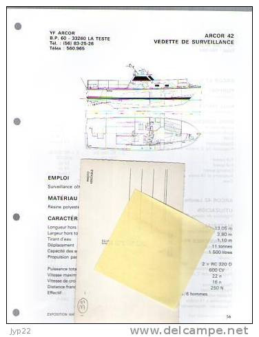 Fiche Marine Nationale Bateau Vedette De Surveillance Arcor 42  - Surveillance Douanes  ...  - Beaucoup D'indications - Bateaux