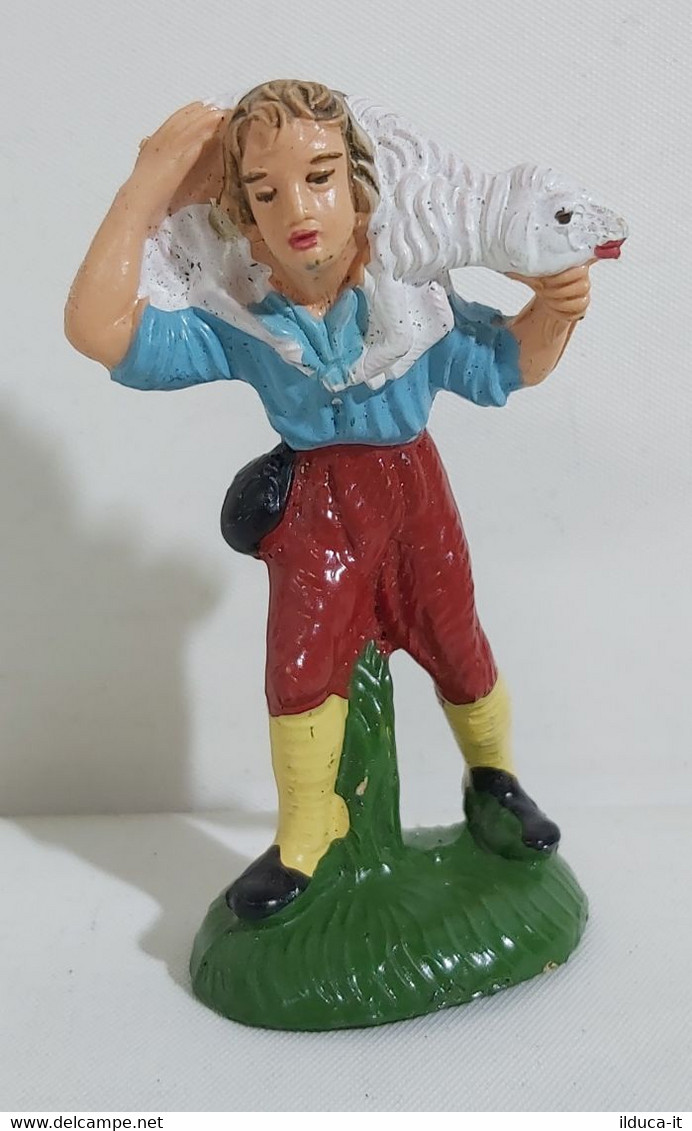 08661 Pastorello Presepe - Statuina In Plastica - Ragazzo Con Pecora - Christmas Cribs