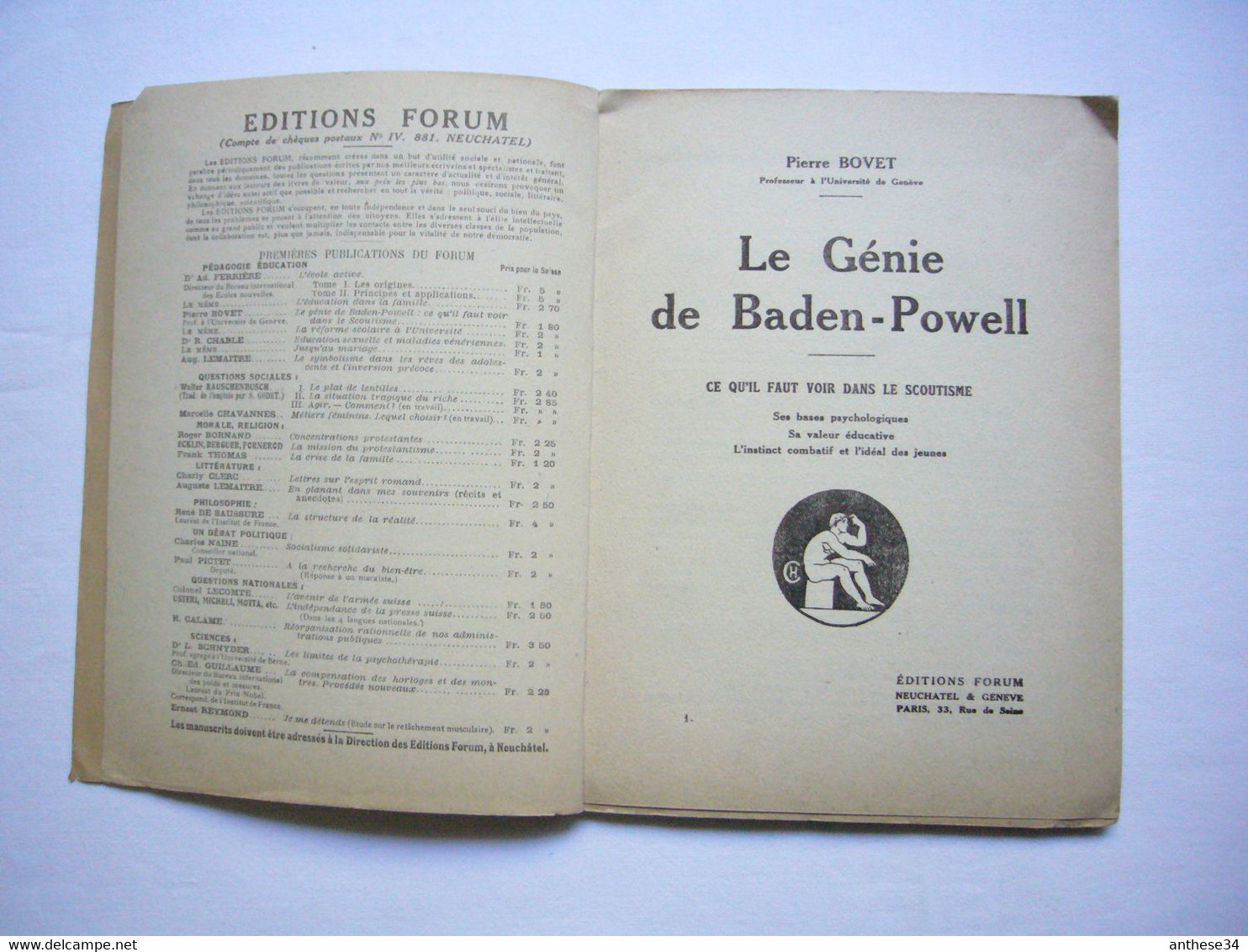 Livre 1921 Histoire Du Scoutisme " Le Génie De Baden-Powell " Par Pierre Bovet 40 Pages - Movimiento Scout