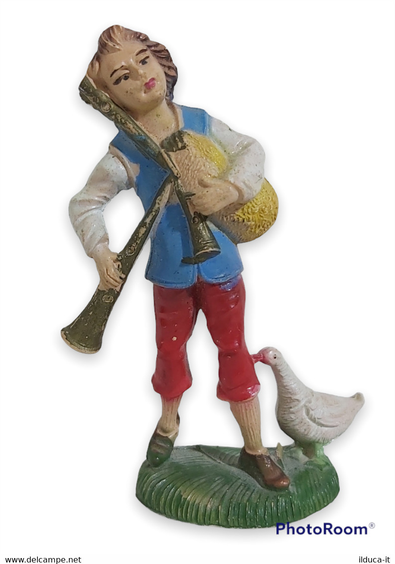 09680 Pastorello Presepe - Statuina In Plastica - Musicante Con Zampogna - Kerstkribben