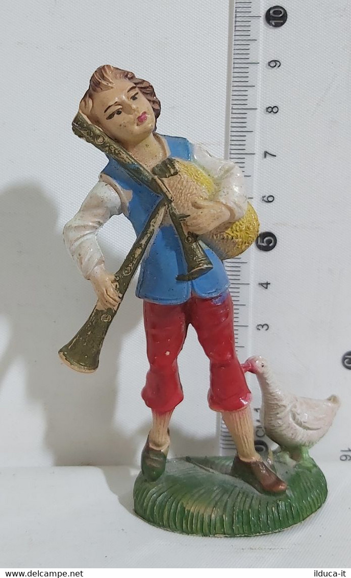 09680 Pastorello Presepe - Statuina In Plastica - Musicante Con Zampogna - Presepi