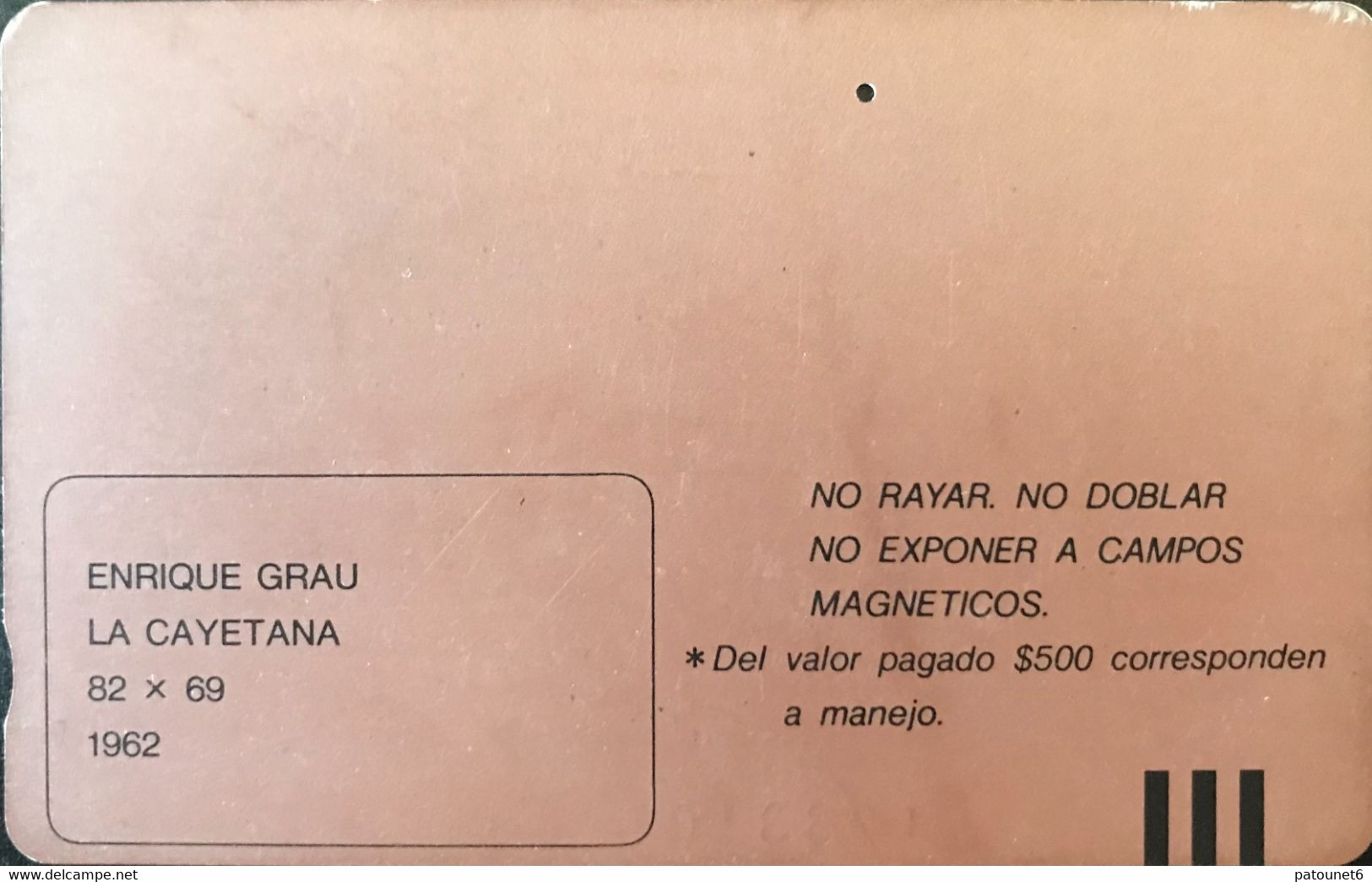 COLOMBIE  -  Phonecard  -  Tamara  - Pintura -  Enrique Grau -  $ 5.500 - Colombie