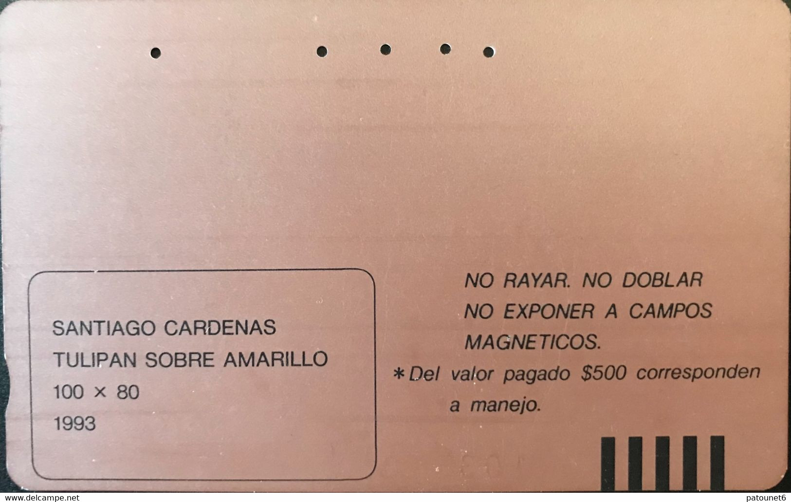 COLOMBIE  -  Phonecard  -  Tamara  - Pintura -  Santiago Cardenas  -  $ 15.500 - Kolumbien