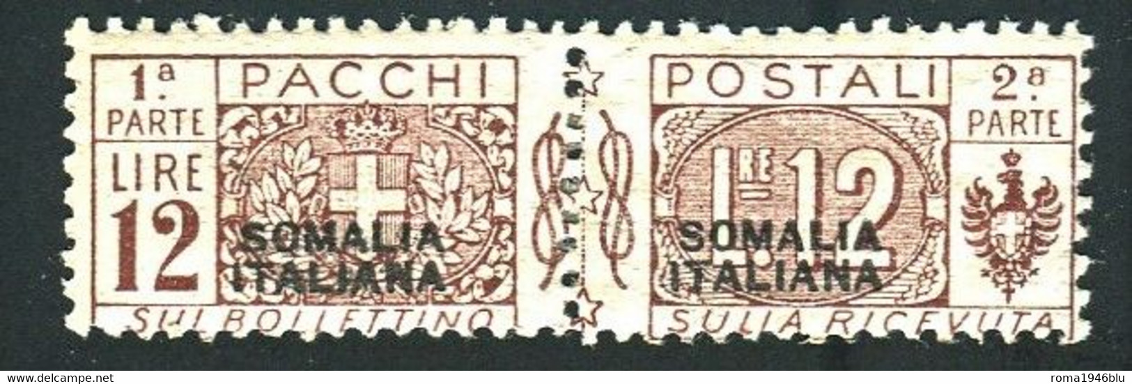 SOMALIA 1926 PACCHI POSTALI 12 L. SASSONE N.51  ** MNH - Somalië