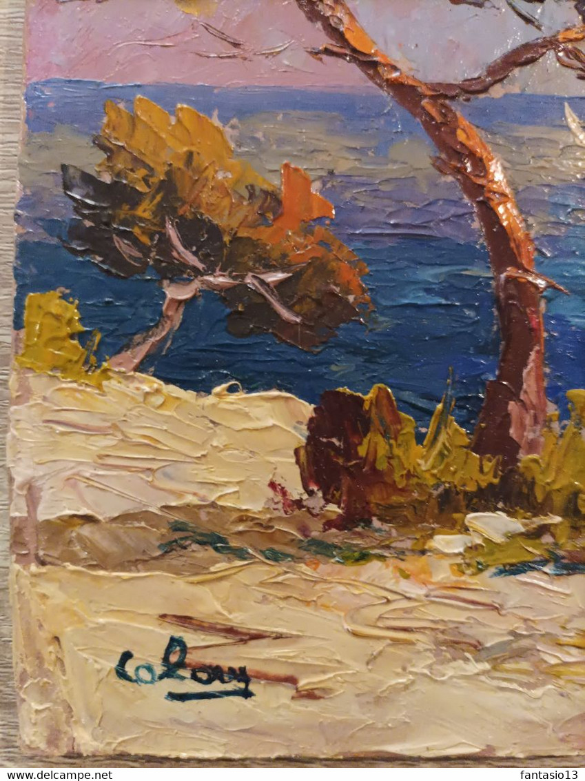 Petit Tableau Ancien  / Huile Sur Carton .Paysage Méditerranée - Oils