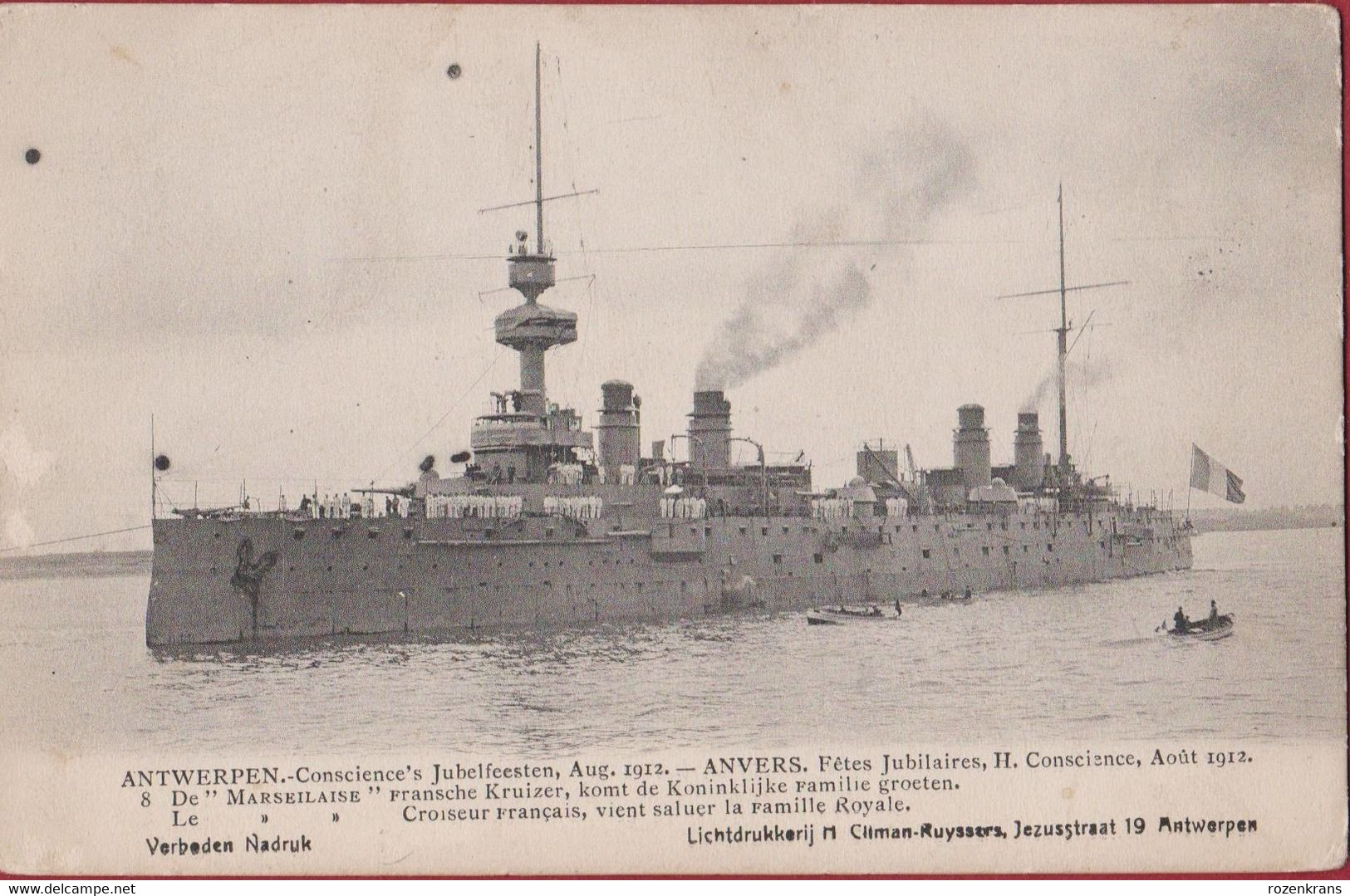 Antwerpen Blijde Intrede Der Koninklijke Familie De Marseilaise Fransche Kruizer Kruiser Oorlogsschip Cruiser - Tankers